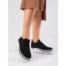 Pantofi sport negri din material textil cu talpa groasa de la T.Sokolski negru 2