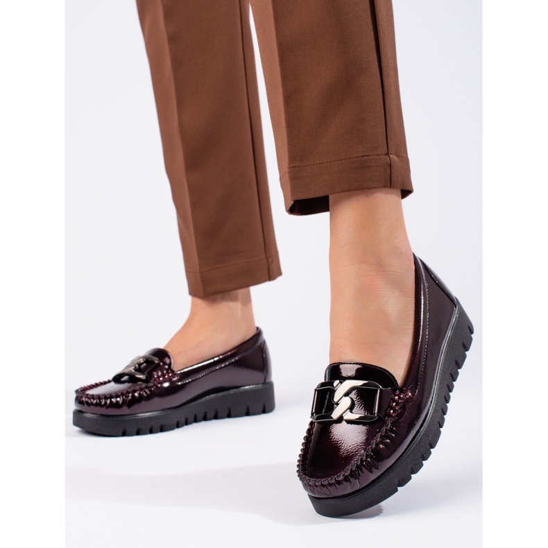 W. Potocki Mocasini dama lacuiti Potocki visiniu roșu 2