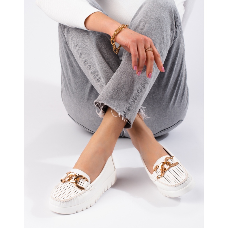 W. Potocki Mocasini pe talpa groasa cu un lant Potocki alb 2