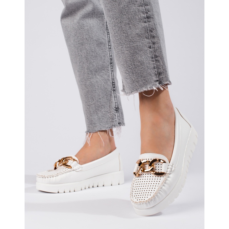 W. Potocki Mocasini pe talpa groasa cu un lant Potocki alb 1