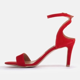 Marco Shoes Sandale elegante din piele intoarsa naturala roșu 1