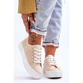 Adidași comozi pe platformă Lee Cooper LCW-23-31-1808L Bej 1