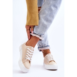 Adidași comozi pe platformă Lee Cooper LCW-23-31-1808L Bej 2