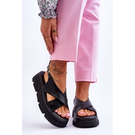 PE1 Sandale Chester negre la modă cu platformă negru 1