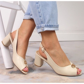 Evento Sandale pentru femei pe post cu decorare 23SD35-5480 BEIGE bej 2