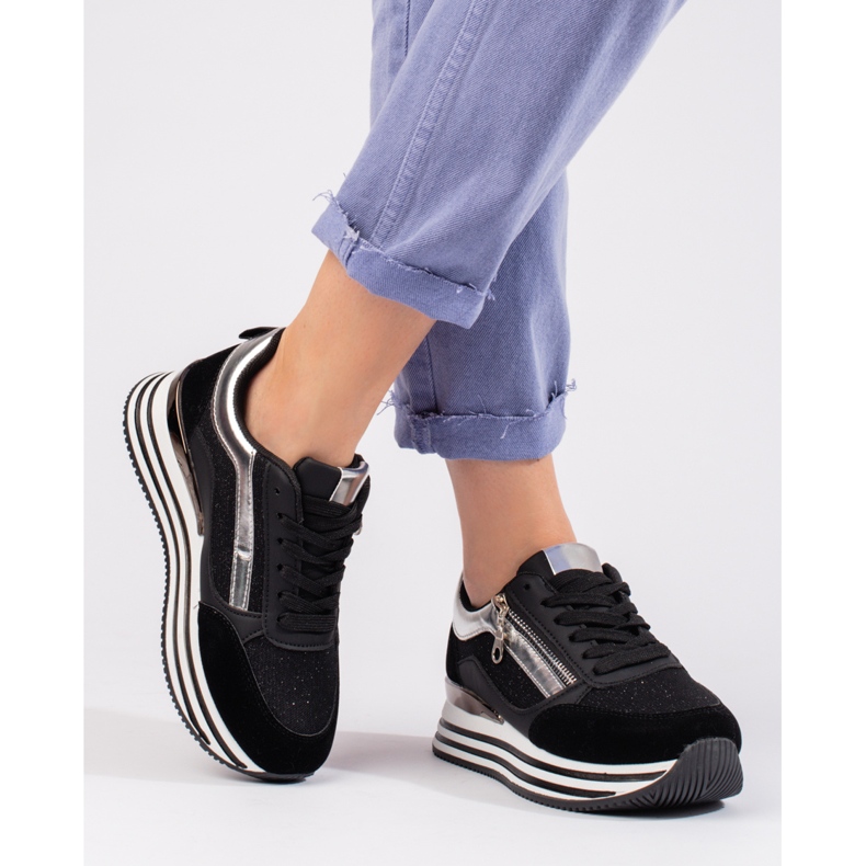 Tenisi negri pe platforma Shelovet negru 2