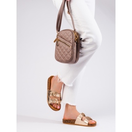 Glisoare aurii pentru femei Shelovet cu cataramă de aur 2