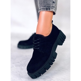 PA1 Amparo Mocasini cu platforma din piele intoarsa neagra negru 1