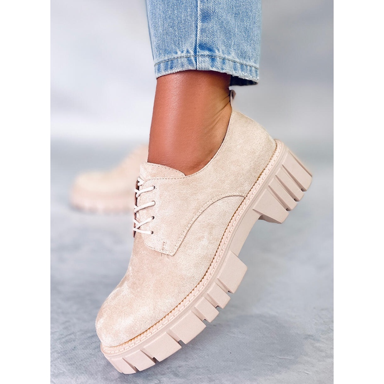 PA1 Mocasini cu platforma din piele intoarsa de la Amparo Beige bej 1