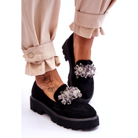 FB2 Mocasini cu platforma impodobiti de dama negri Brenda negru 3
