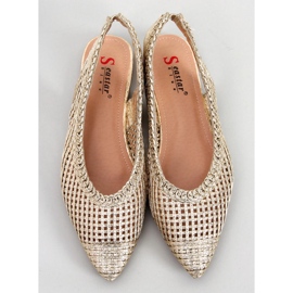 Seastar Balerini Grazia Gold ajurat cu toc deschis de aur 1