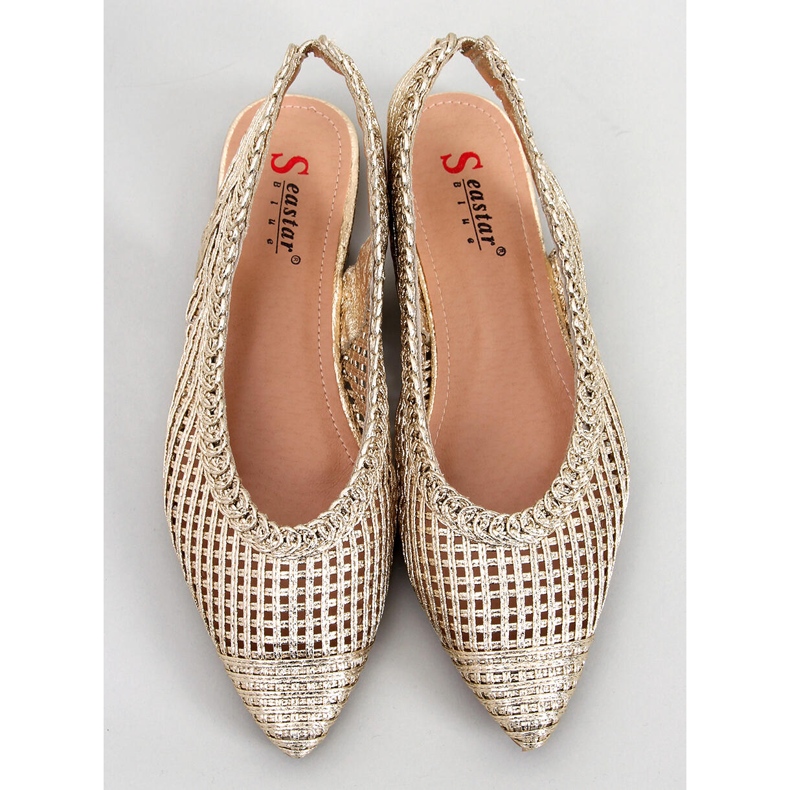 Seastar Balerini Grazia Gold ajurat cu toc deschis de aur 1