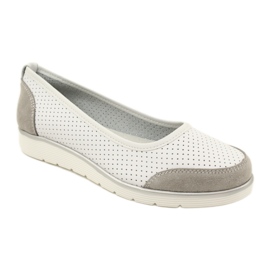 Balerini dama din piele ajurata Filippo Dp4524/23 alb 1