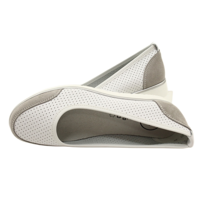 Balerini dama din piele ajurata Filippo Dp4524/23 alb 4