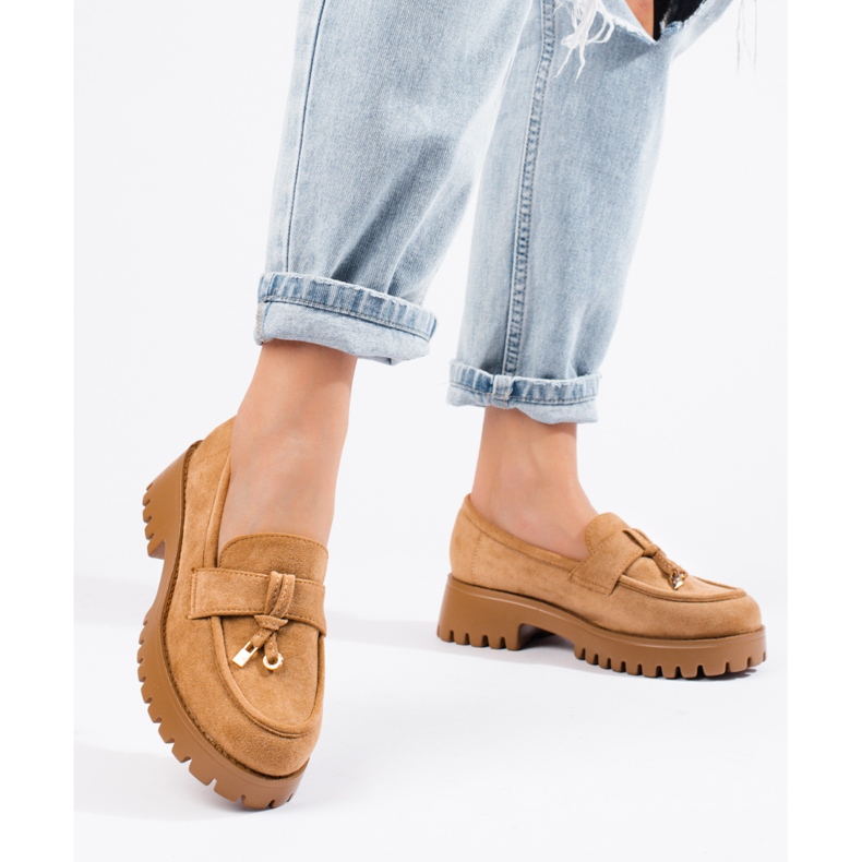 Mocasini de dama maro cu talpa groasa de la Shelovet 1