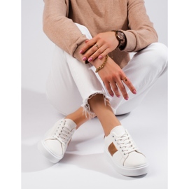 Tenisi albi de dama pe platforma Shelovet 1