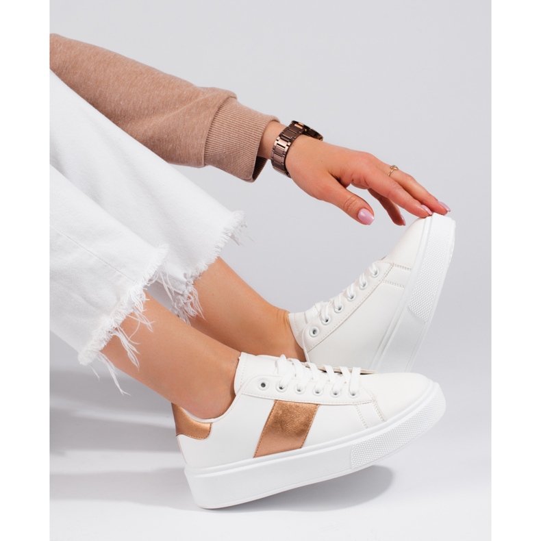 Tenisi albi de dama pe platforma Shelovet 2