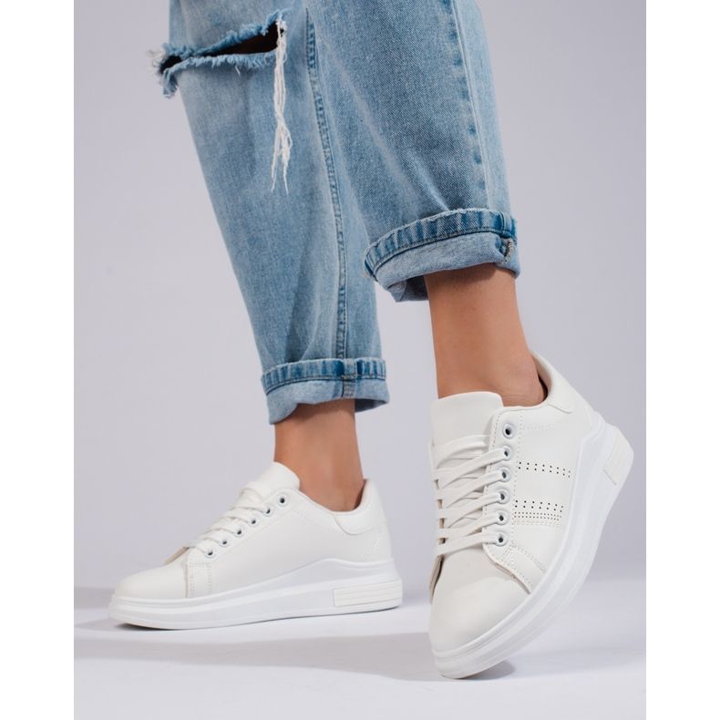 Pantofi sport albi adidași pe platforma Shelovet 1