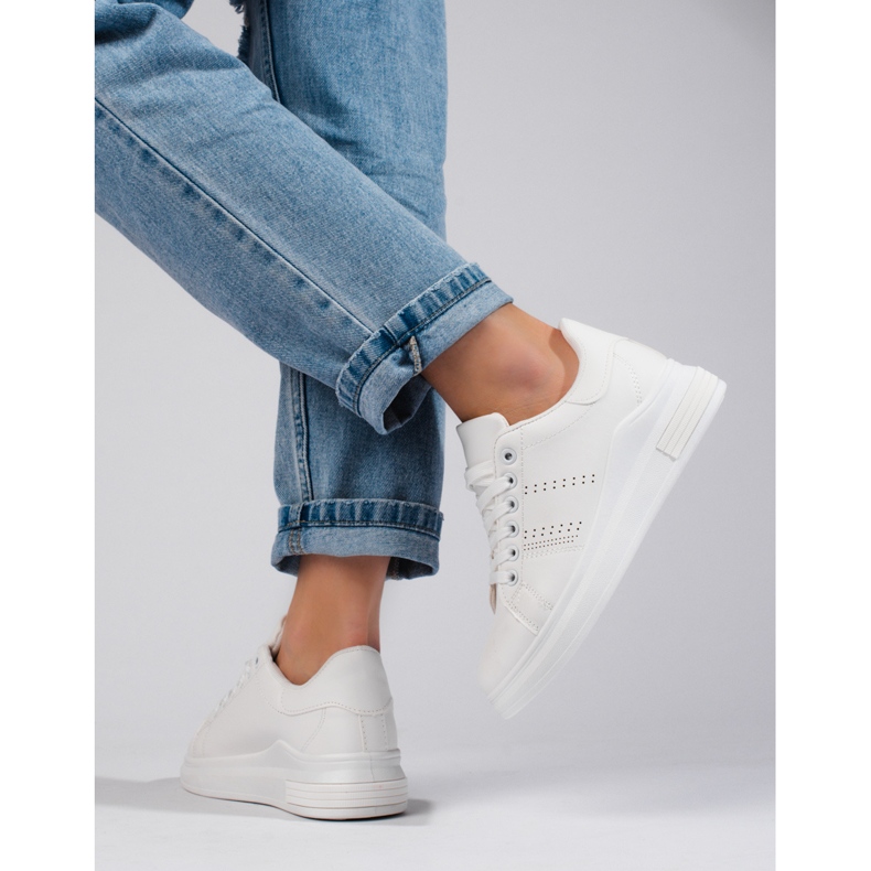 Pantofi sport albi adidași pe platforma Shelovet 2