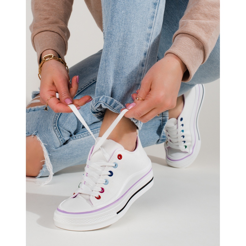 Tenisi dama platforma Shelovet alb 2