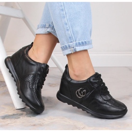 Pantofi sport de damă cu pană ascunsă neagră Jezzi ASA170-11 negru 1