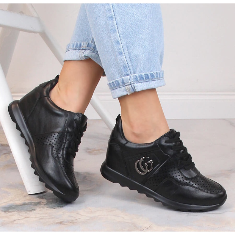 Pantofi sport de damă cu pană ascunsă neagră Jezzi ASA170-11 negru 1