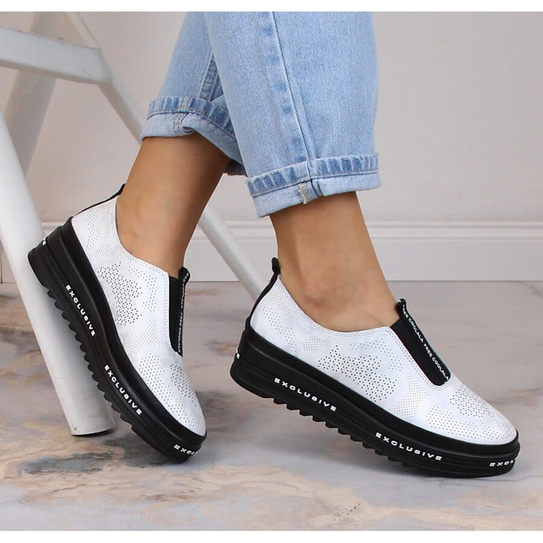 Pantofi slip-on confortabili din piele ajurata argintiu S.Barski LR29089 1