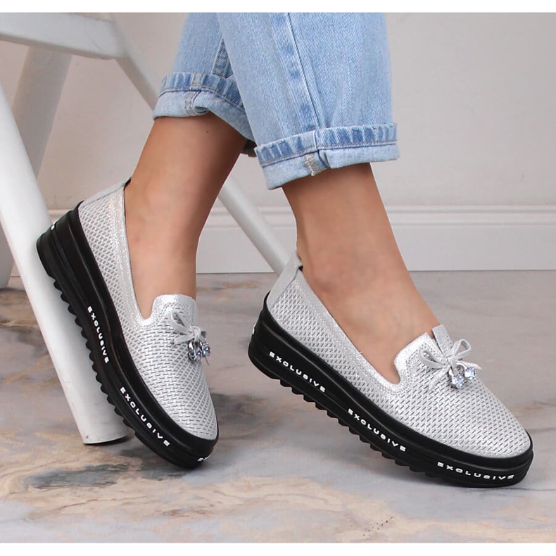 Pantofi de dama confortabili din piele argintiu S.Barski AL22400 1