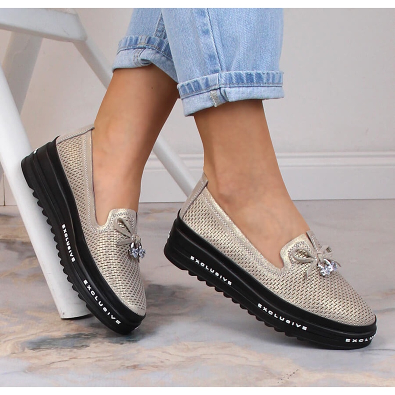 S.Barski AL22400 pantofi de damă din piele confortabili, aurii de aur 1