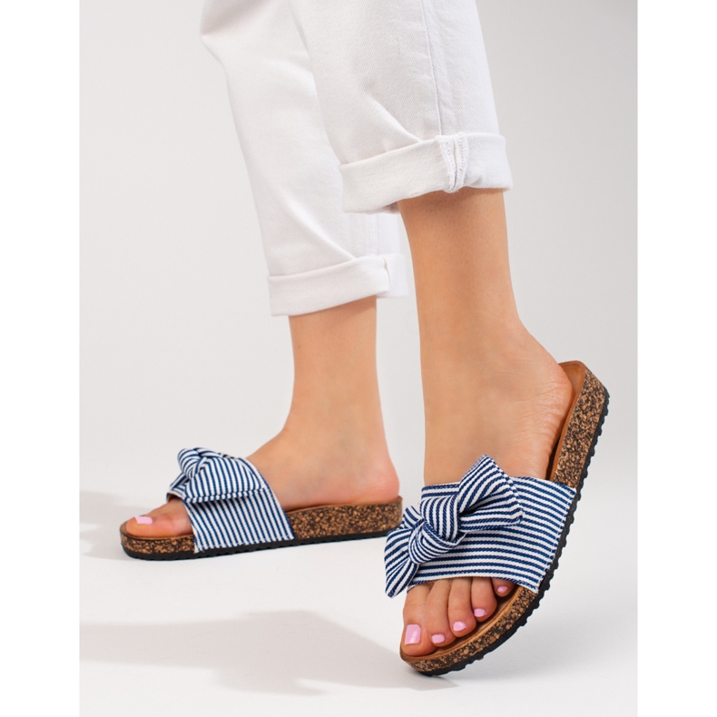 Papuci dama in dungi alb albastru Vinceza 1