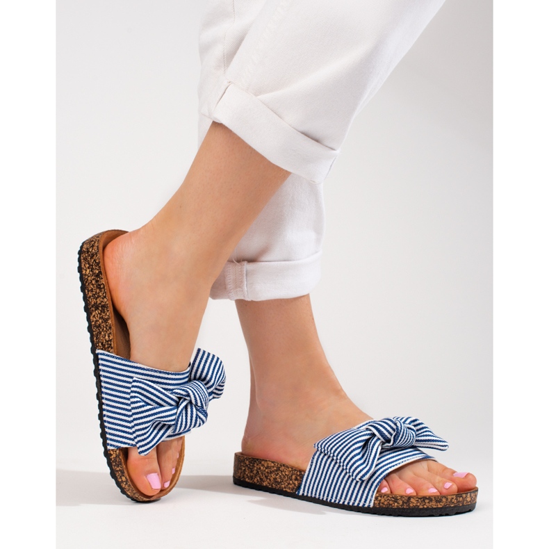 Papuci dama in dungi alb albastru Vinceza 2