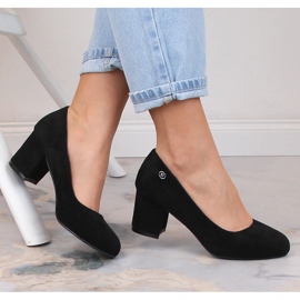Pompe de damă din piele intoarsa neagra eVento 5952 negru 1