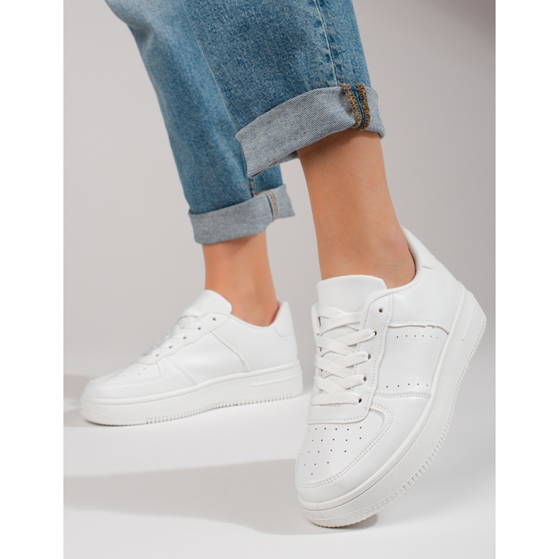 Pantofi sport albi Shelovet cu talpa groasa 1