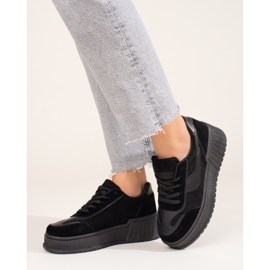 Cizme de dama din piele intoarsa cu platforma neagra Shelovet negru 2