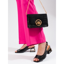 Sandale negre cu toc decorativ scăzut de la Vinceza negru 1