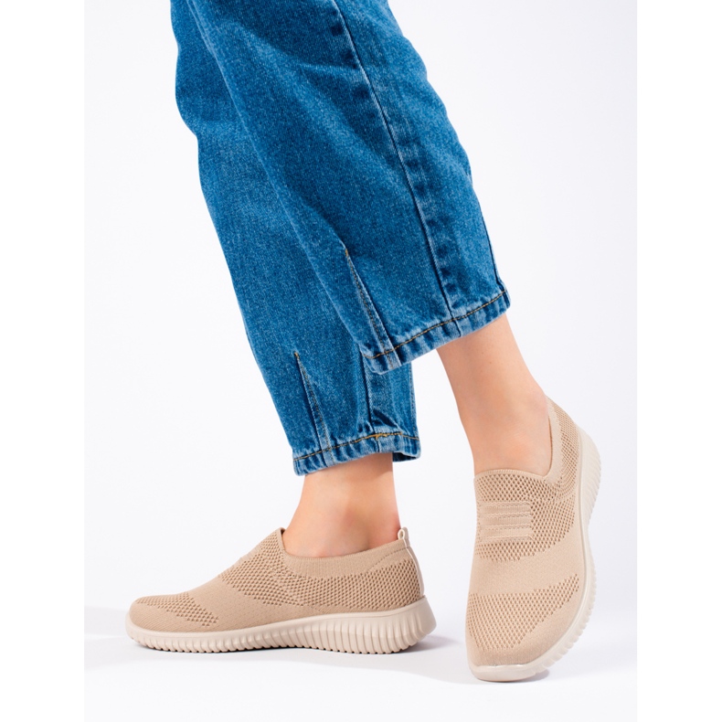 Pantofi sport din material textil deschis Shelovet bej 1