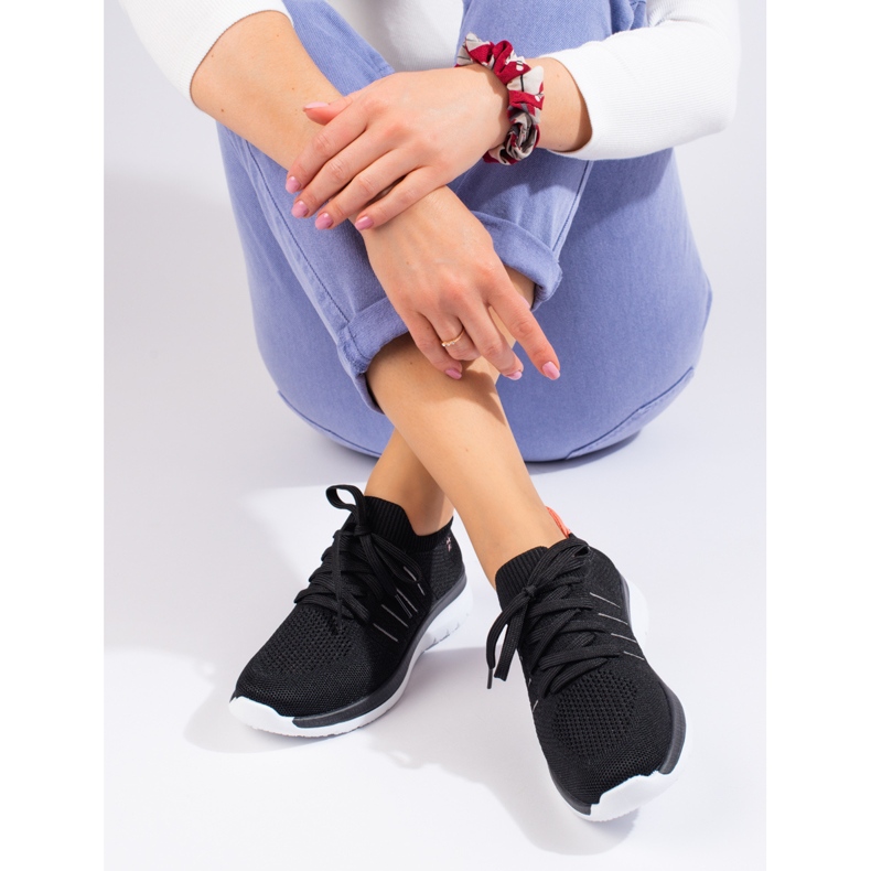 Pantofi sport clasici negri Shelovet cu siret negru 1