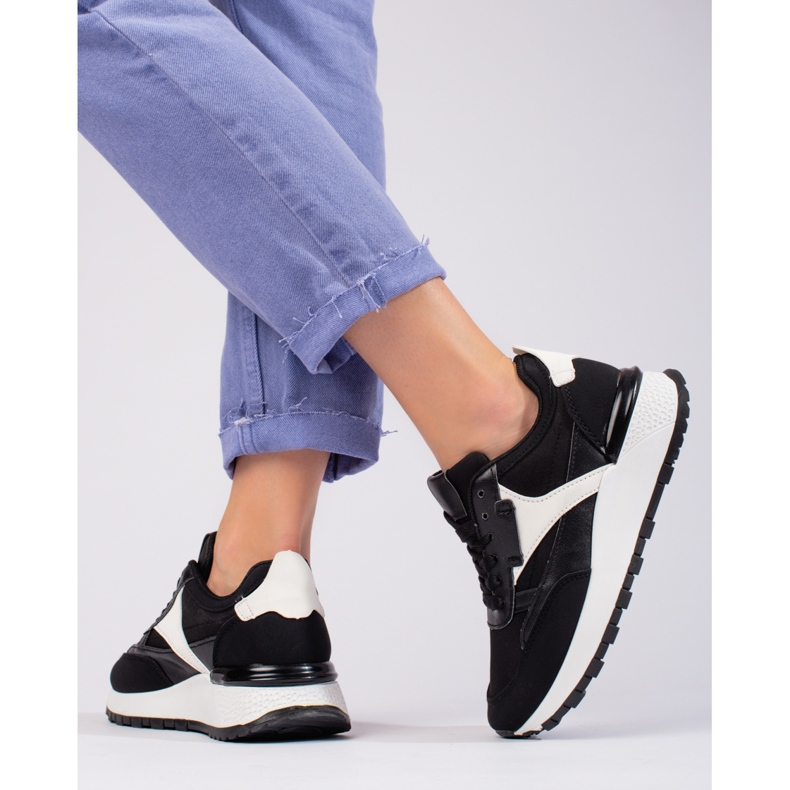 Pantofi sport negri Shelovet cu platformă înaltă negru 2