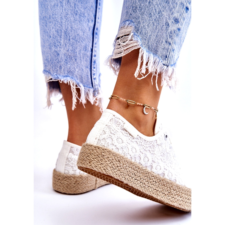 Pantofi de damă cu platformă împletită Big Star LL274199 alb 4