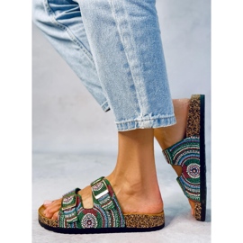 Seastar Papuci de pluta cu margele de la Adaora Green verde 2