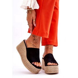 FS1 Papuci de damă cu pană și platformă, negri Ysabel negru 2