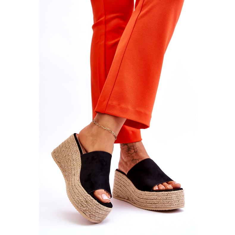 FS1 Papuci de damă cu pană și platformă, negri Ysabel negru 3