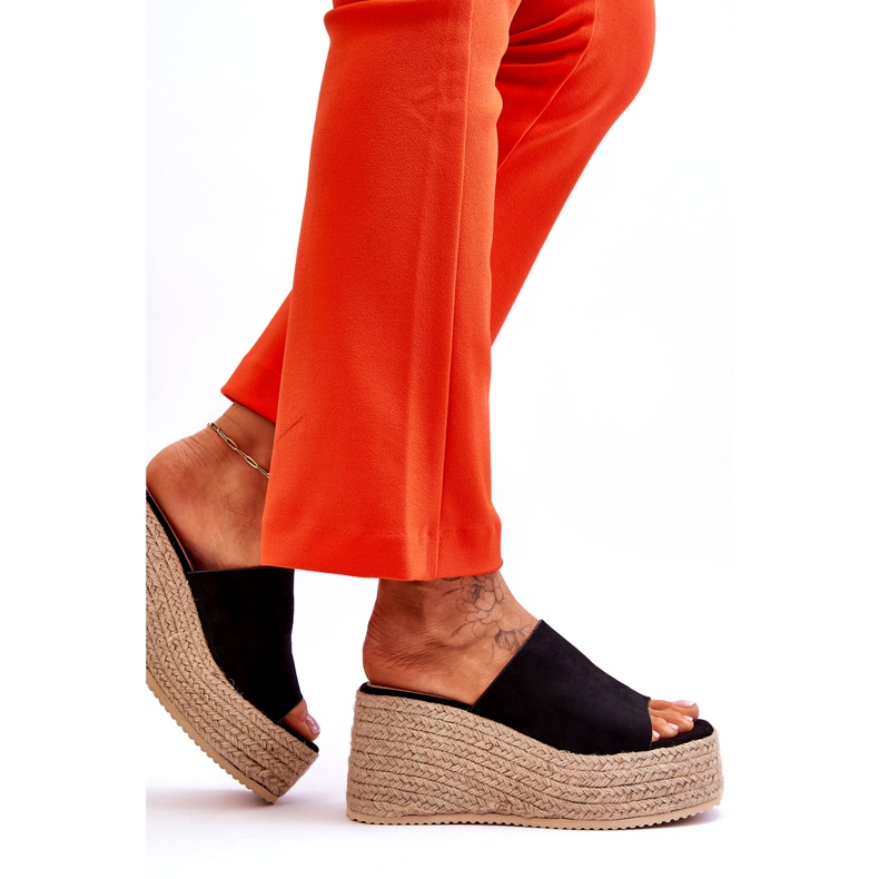 FS1 Papuci de damă cu pană și platformă, negri Ysabel negru 4