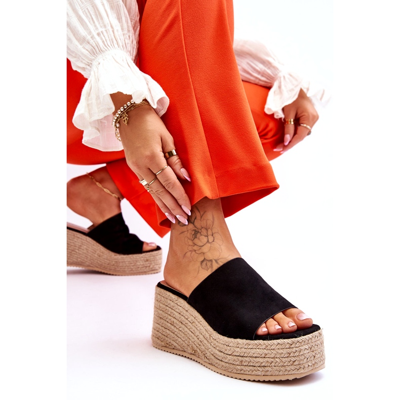 FS1 Papuci de damă cu pană și platformă, negri Ysabel negru 5