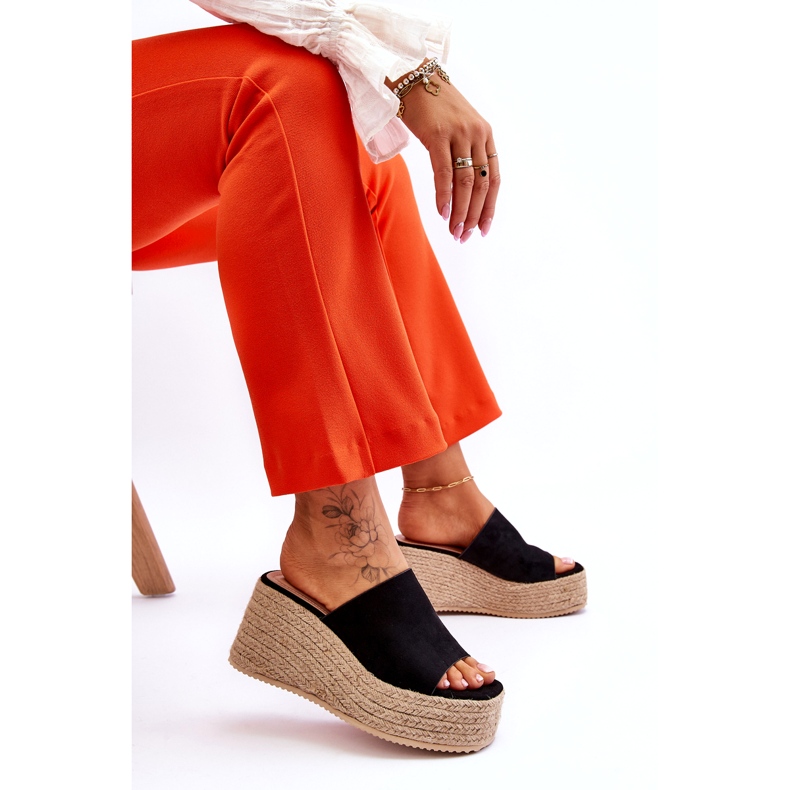 FS1 Papuci de damă cu pană și platformă, negri Ysabel negru 6