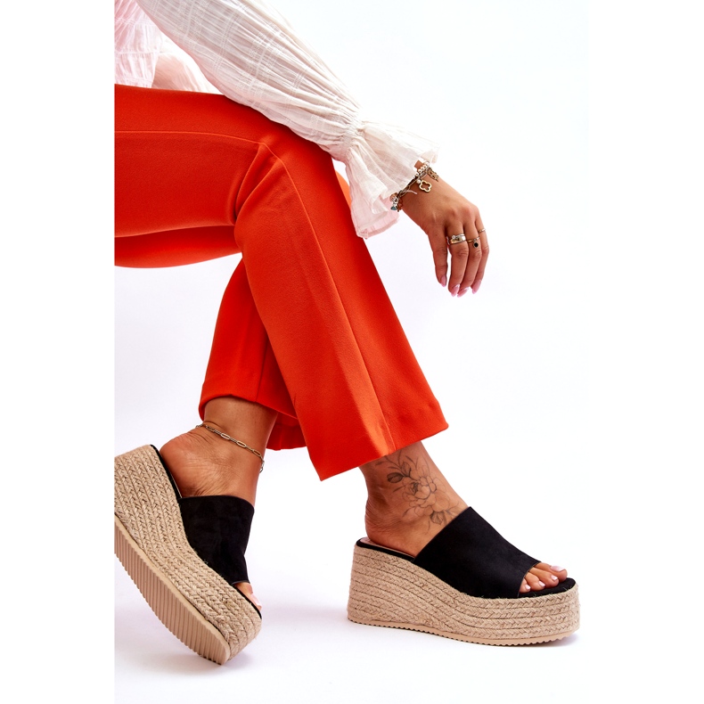 FS1 Papuci de damă cu pană și platformă, negri Ysabel negru 7