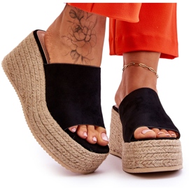 FS1 Papuci de damă cu pană și platformă, negri Ysabel negru 8