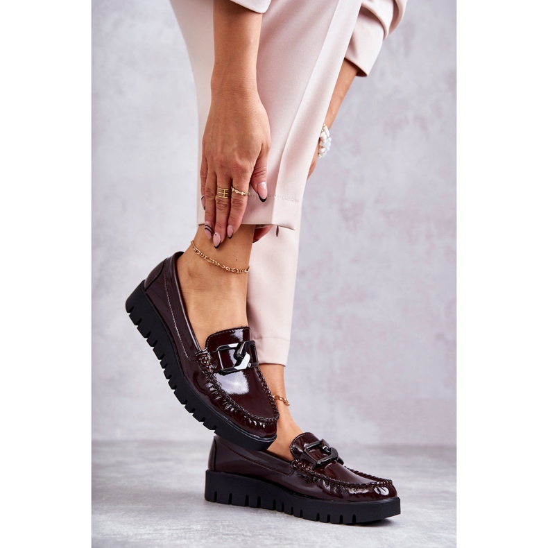 Sergio Leone Mocasini Lacuiti Pe Platforma Kjersti Burgundia roșu 2