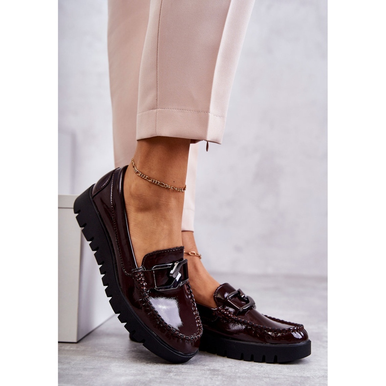 Sergio Leone Mocasini Lacuiti Pe Platforma Kjersti Burgundia roșu 3