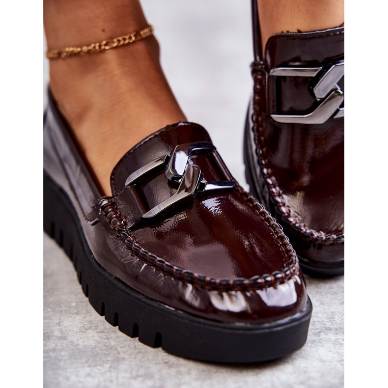 Sergio Leone Mocasini Lacuiti Pe Platforma Kjersti Burgundia roșu 4